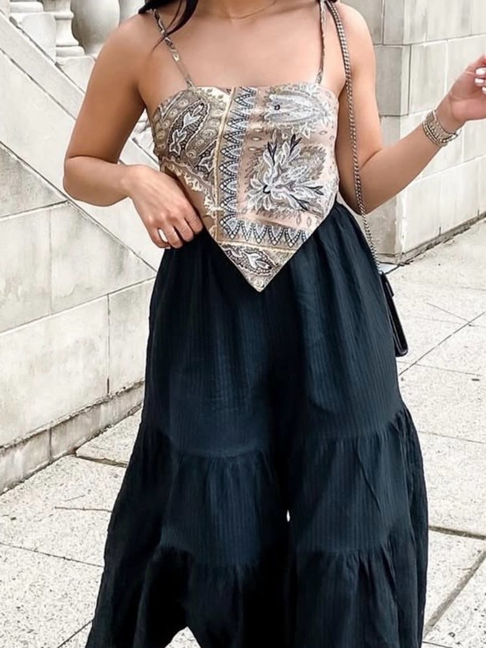 Beige Paisley Bandana Top